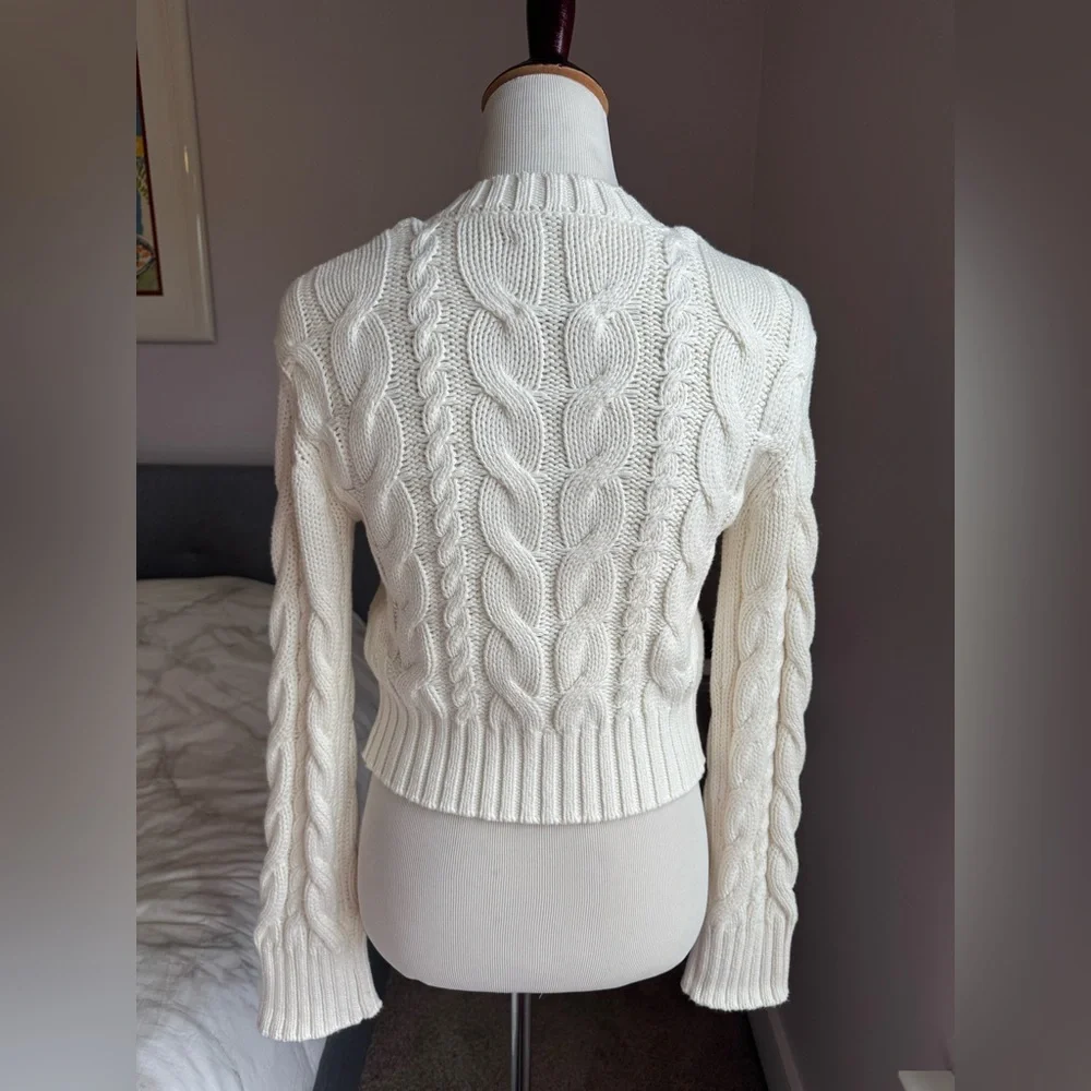 Abercrombie & Fitch Cream Cable Knit Cardigan - Picture 3 of 5